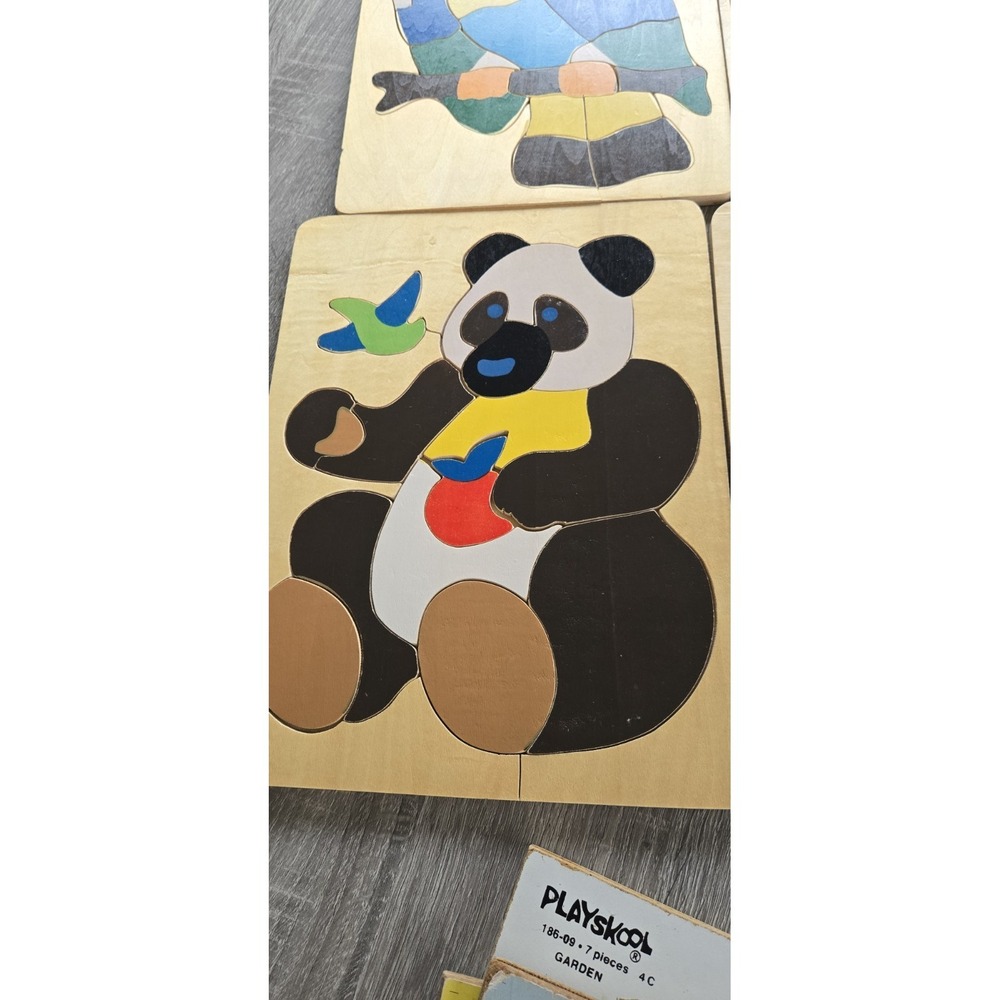 1980's Vintage Wooden Tray Puzzles Pound Puppy Animals All Complete Lot Of 7 - Picture 6 of 12